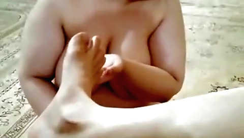 Amateur hot girl in black t-shirt gets a foot fetish pov