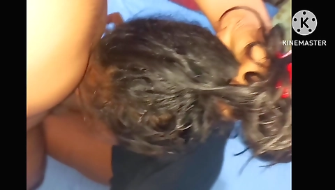 Hottie eats the hard dick of a guy on a homemade porn clip
