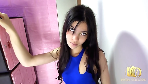 Indian brunette is in her locker room and she is horny