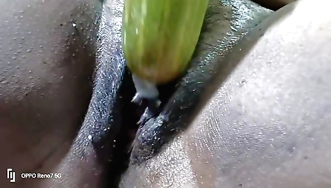 Indian girl with a hairy pussy takes a plastic dildo