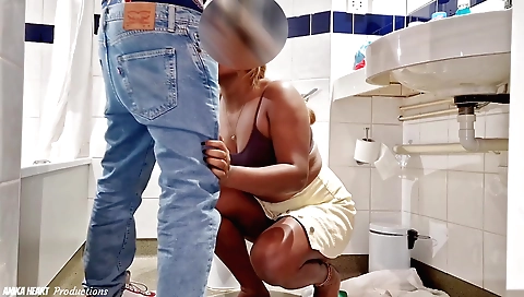 My hot friend seduces a plumber in a hotel bathroom