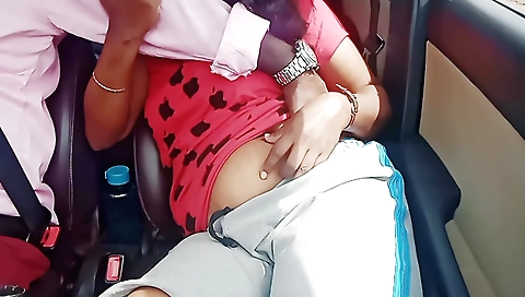 Indian girl rides a cock on the car in a hot sex scene