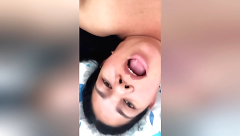Mature brunette with a big booty enjoys her milk yogurt snack
