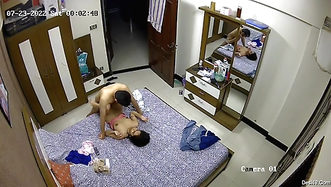 Indian brunette and her boyfriend fuck deep in the bedroom