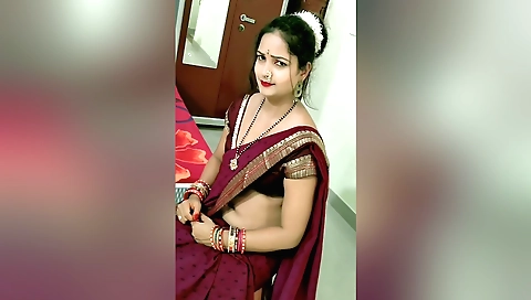 Indian brunette moans while masturbating at her home