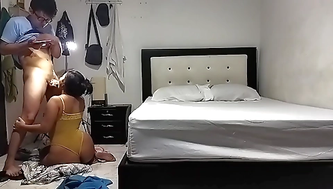 Amateur brunette video showing her trying to make his cock happy