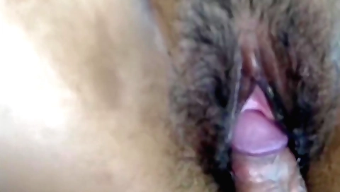 Amateur hairy brunette girl takes the dick in her pussy