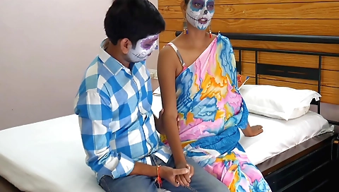 Indian amateur porn video showing a brunette getting fucked