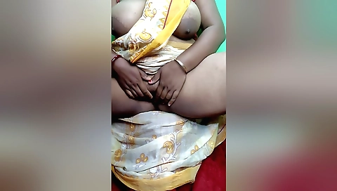 Indian amateur brunette shows off her big ass and tits