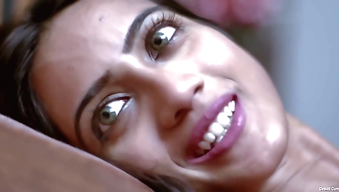 Hot brunette with a sexy face is getting fucked in her ass