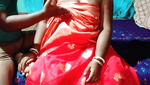 Indian babe with big tits is having fun with husband