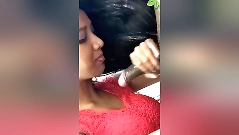 Brunette with a nice body gets a blowjob on webcam