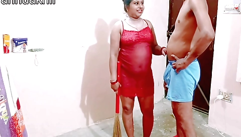 Indian mature woman 18+ getting fucked by her stepson