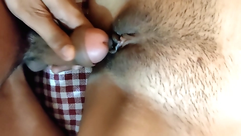 Hairy Indian girl with big boobs gets her boyfriend's dick inserted