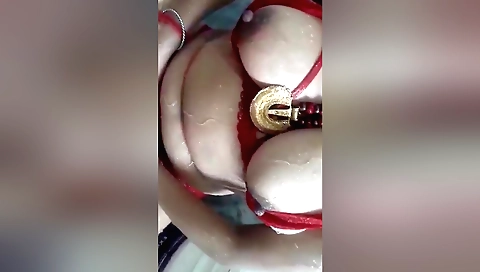 Amateur brunette with big boobs fucking in bathroom