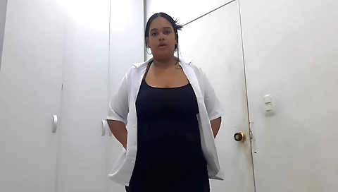 Indian girl sucks and fucks her patient's big black hole
