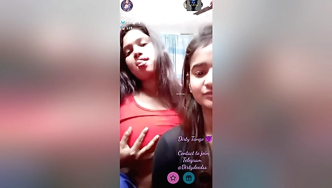 Amateur threesome with lesbians with big tits and butt