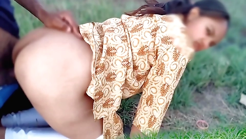Indian teen 18+ in brown bikini fucks in the outdoors