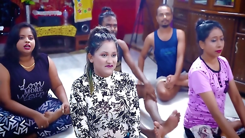 Indian yoga teacher fucks all the girls at the same time