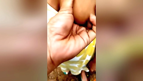 Indian girl walks outdoors and rides her boyfriend's cock