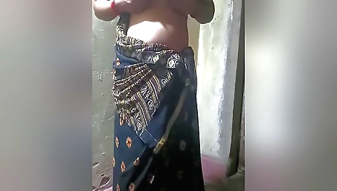 Indian solo female with black bra and white stockings