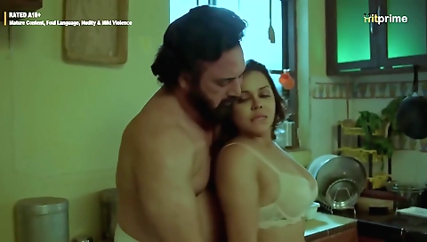Stunning brunette with big tits is in the middle of a hot sex